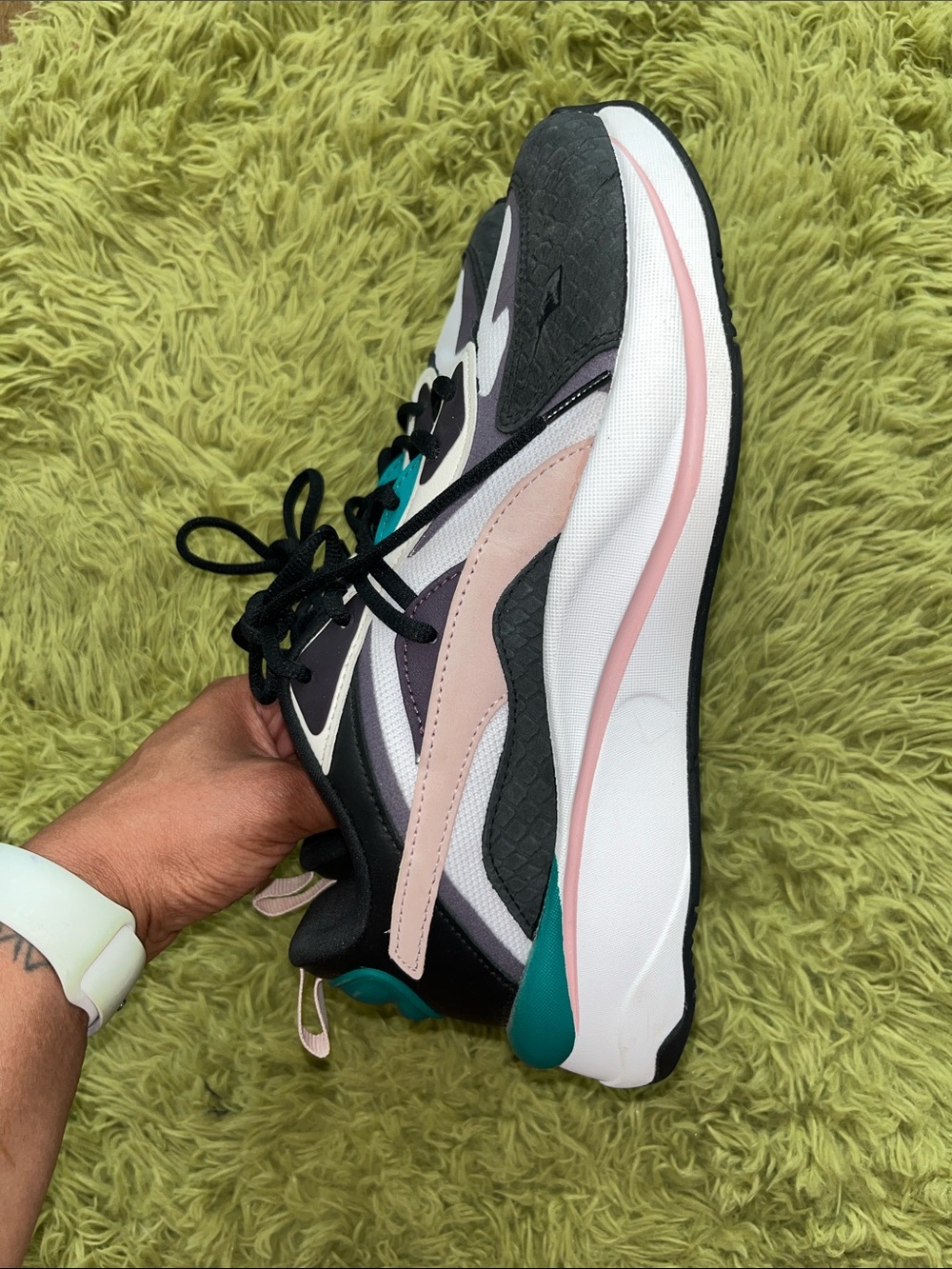 NEW Puma Multi-Color Lace-Up Sneakers — Pink, Black & Teal - Picture 3 of 4